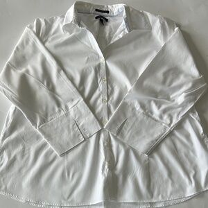 Land's End Women's White No Iron Pinpoint Oxford Dress Shirt Size 24W NWOT